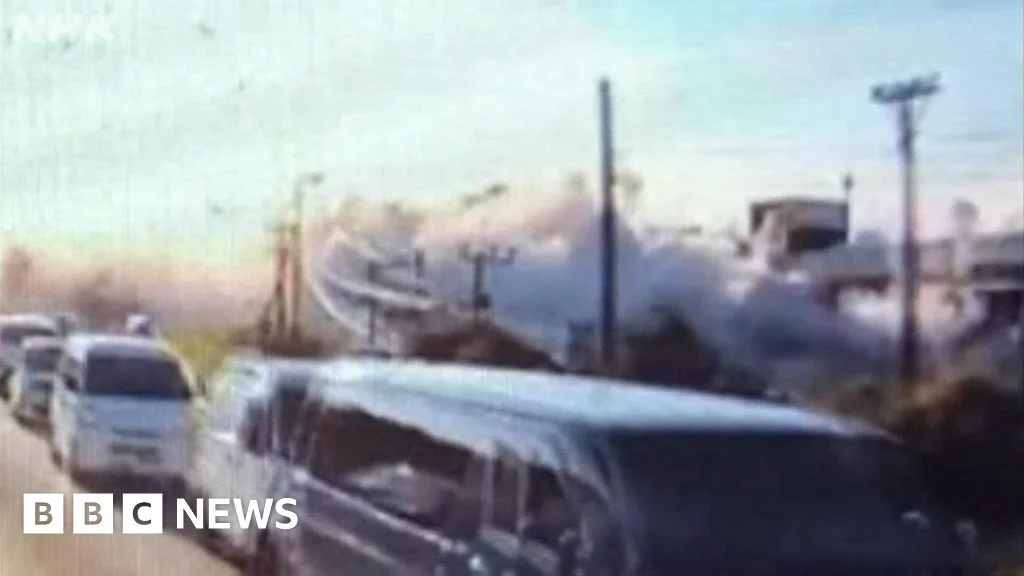 The moment a Japanese mall explodes after a 6.8 earthquake