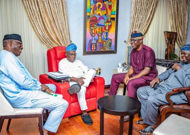 Makinde, Fayemi, and Oyinlola hold strategic consultations with Obasanjo in Abeokuta